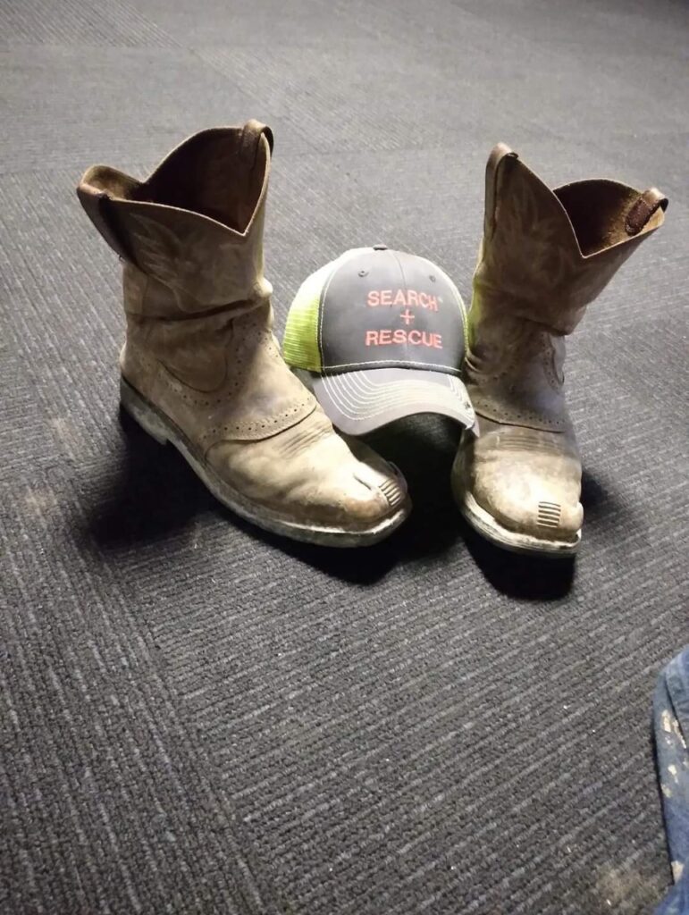 Work boots and hat